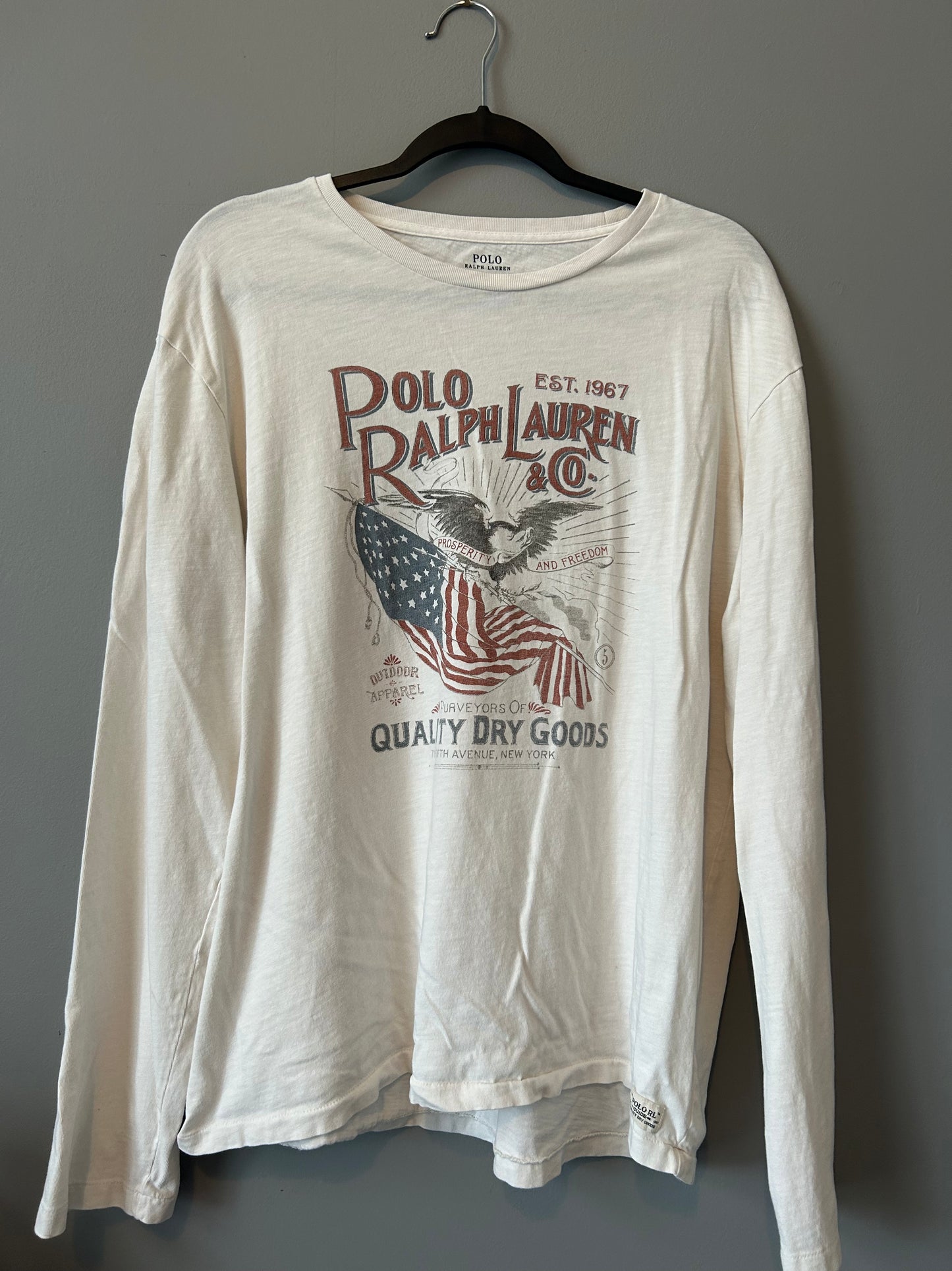 POLO RALPH LAUREN "Quality Dry Goods" Long Sleeve Graphic Tee Size XL