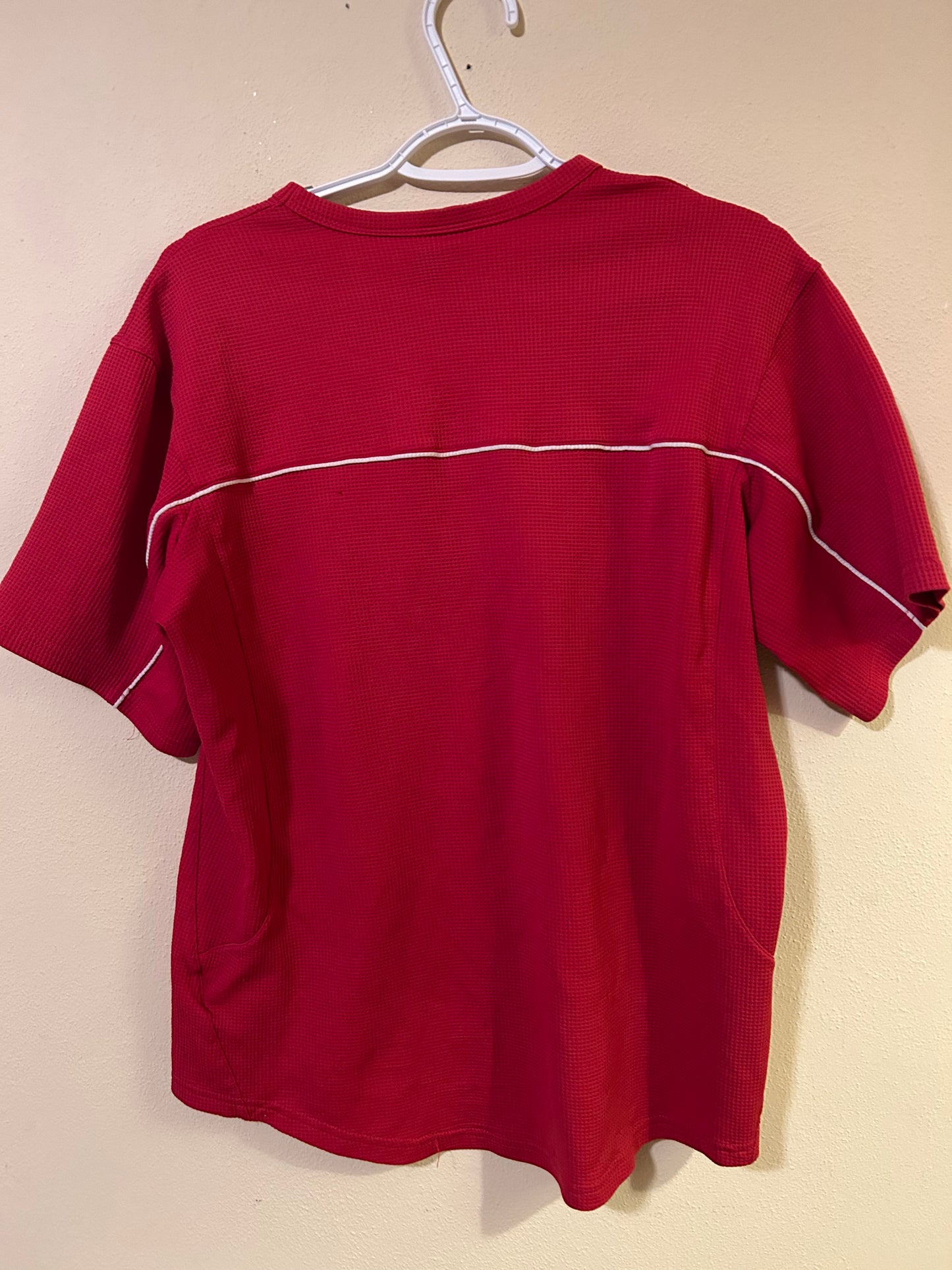 Vintage 90's NIKE DRI-FIT Center Swoosh Red Mesh Tee Size L