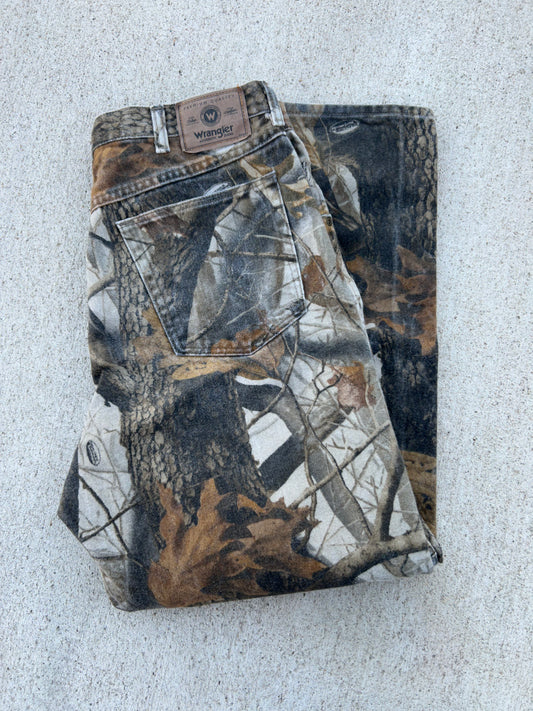 WRANGLER Real Tree Hardwoods Camo Double Knee Pants Size 36x30