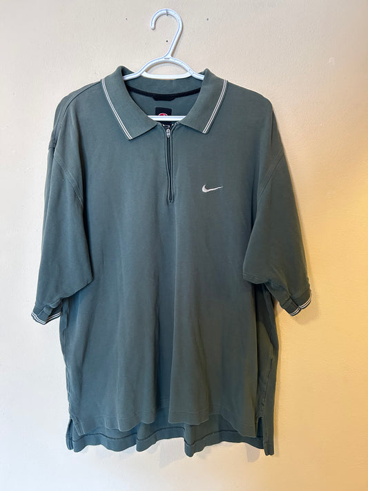 Vintage NIKE GOLF TIGER WOODS Swoosh Ying Yang 1/4 Zip Polo Shirt Size L