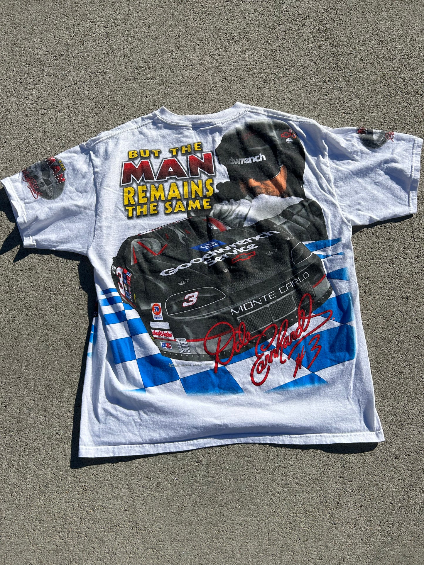 Vintage 1996 NASCAR "Times May Change" DALE EARNHARDT SR. Graphic Racing All Over Print Tee Size XL