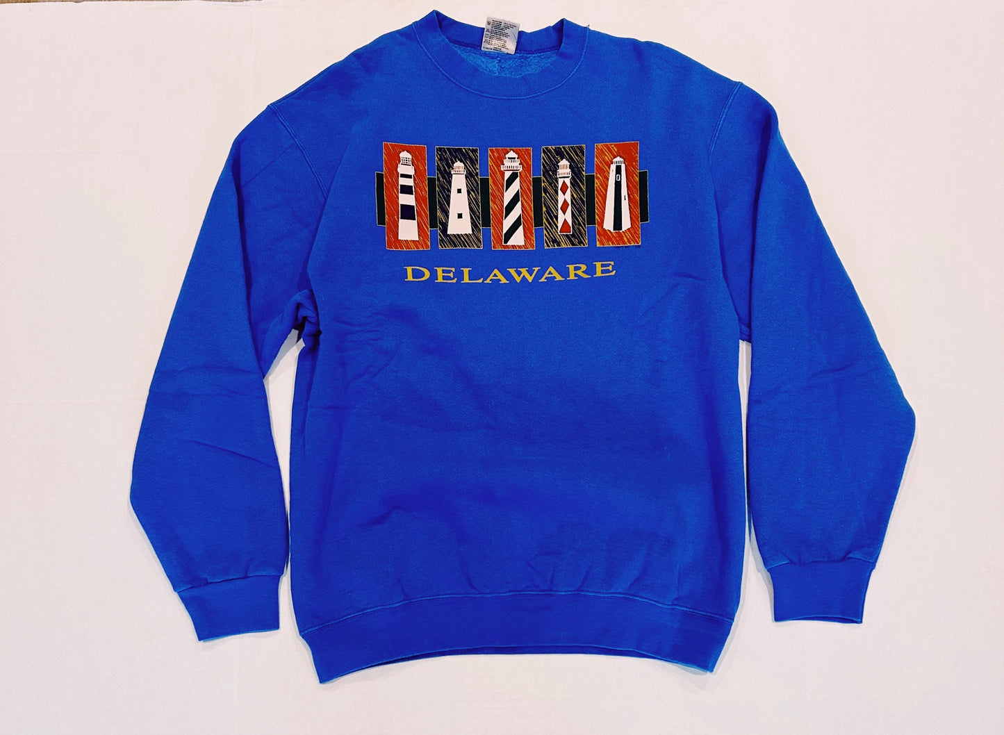 Vintage 90's Oneita DELAWARE Lighthouses Crewneck Sweatshirt Size L