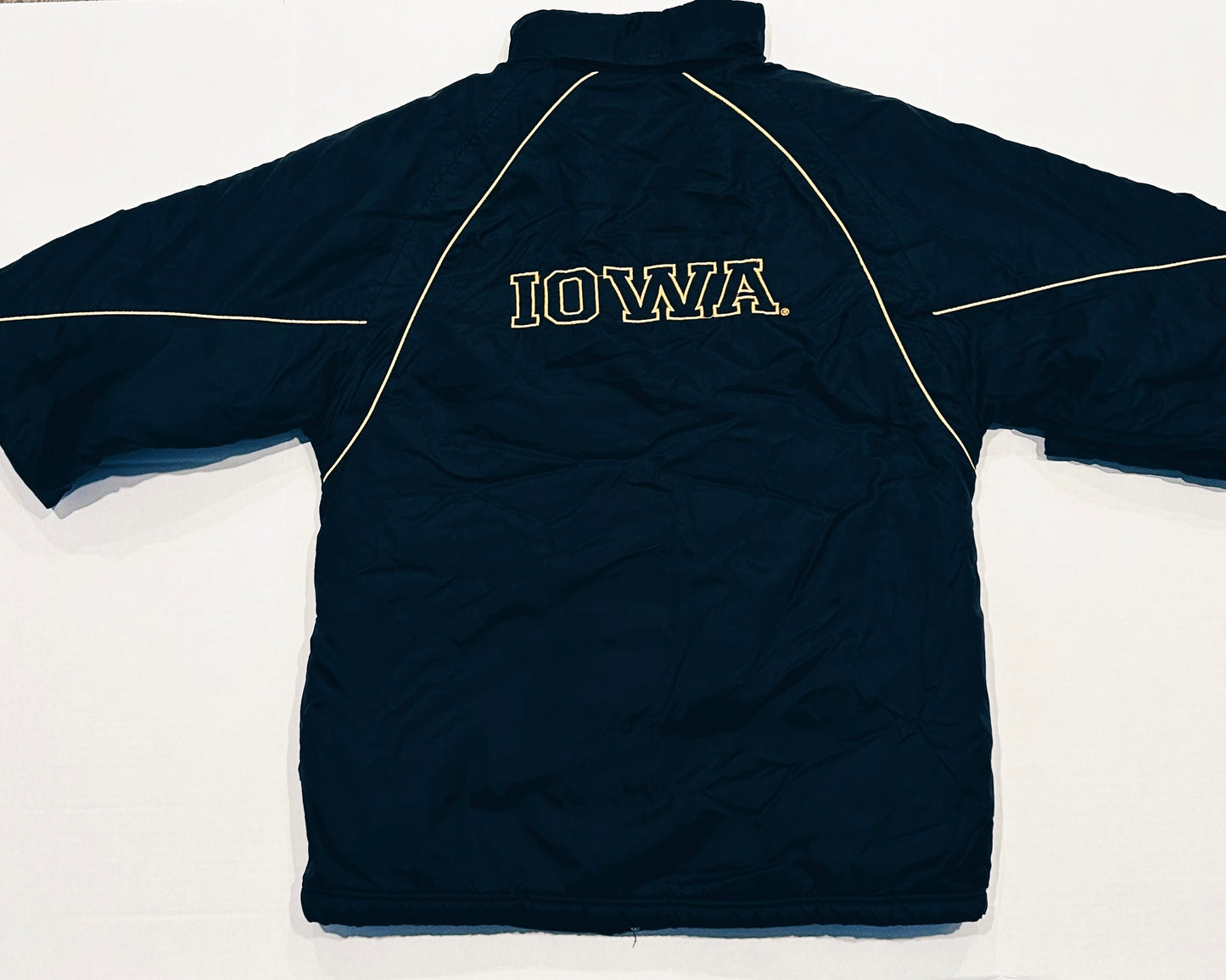 Vintage 90s IOWA HAWKEYES Starter Puffy Zip Up Jacket W/ Velcro Hood