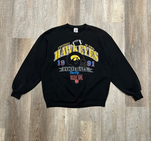 Vintage 1991 Holiday Bowl IOWA HAWKEYES Crewneck Sweatshirt Size L