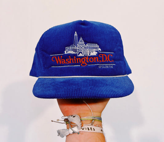 Vintage Corduroy WASHINGTON DC Adjustable Snapback Rope Trucker Hat