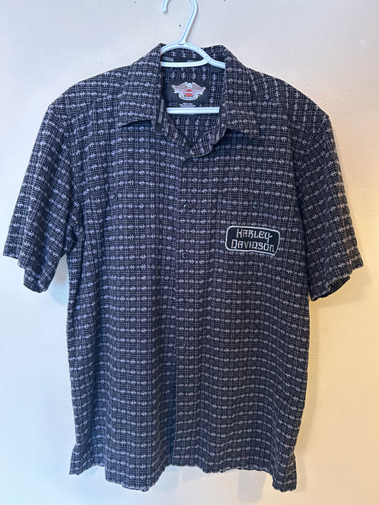 2000’s HARLEY DAVIDSON Black Collared Polo Dress Tee Size M (Fits more like a Large)