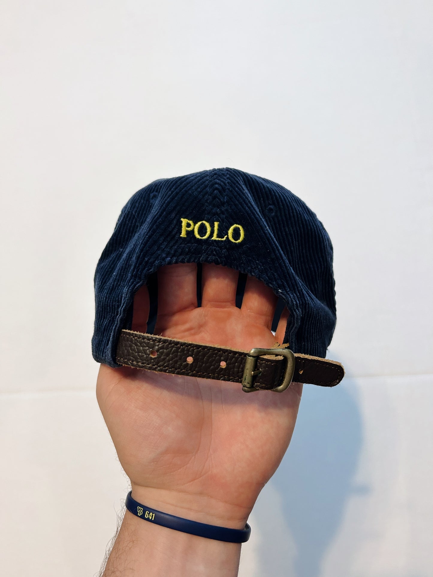 Rare POLO RALPH LAUREN Corduroy Leather Strap Baseball Hat