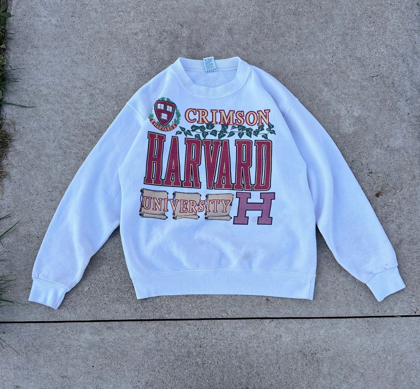 Vintage Galt Sand HARVARD UNIVERSITY Crimson Crewneck Sweatshirt Size L