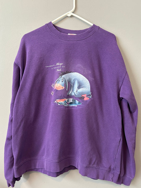 Vintage DISNEY EEYORE "Always A Reason To Smile" Sweatshirt Size XL (Fits like a Large)