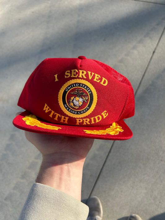 Vintage USMC Marines "I Served With Pride" Adjustable Snapback Trucker Hat