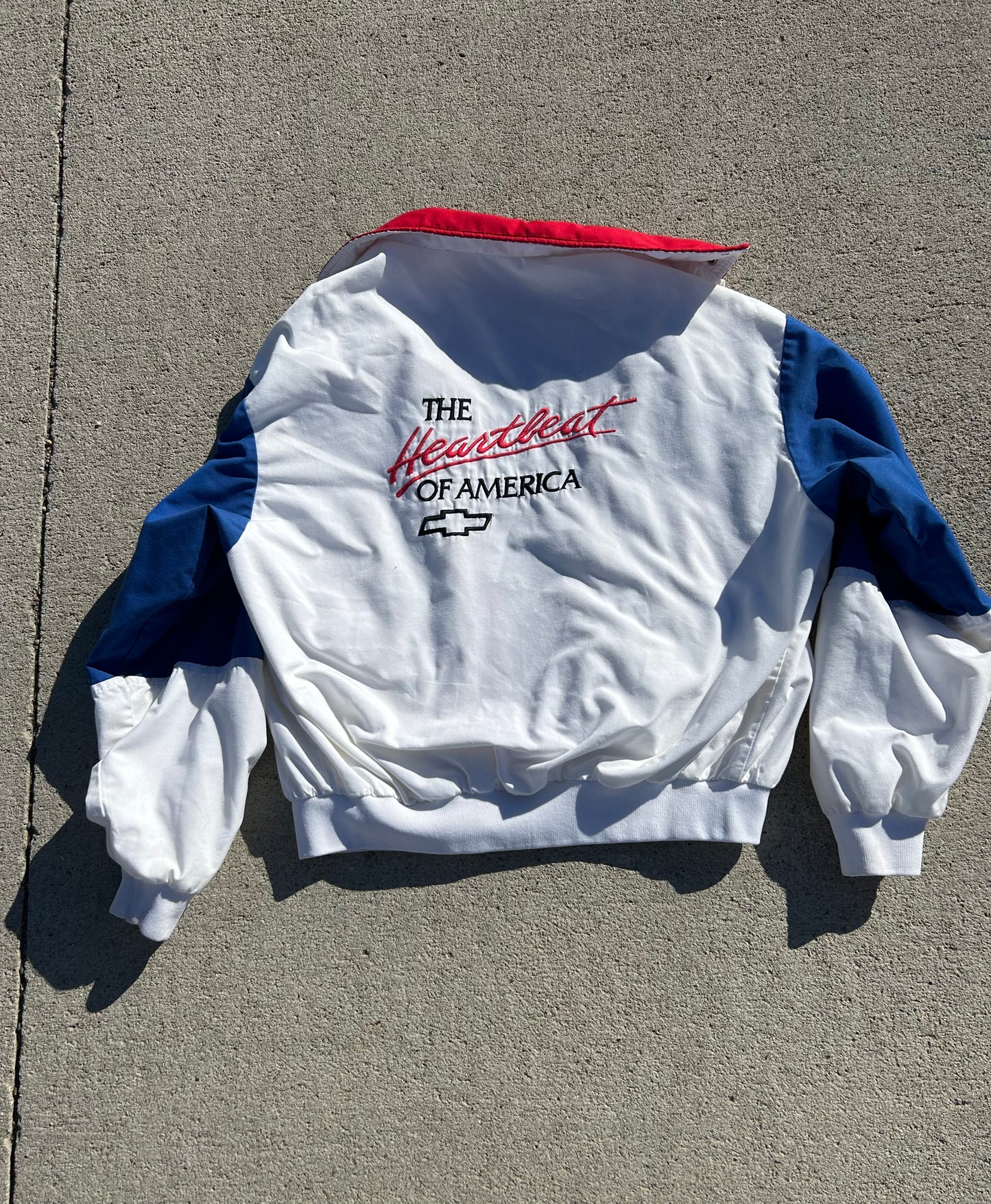 Vintage CHEVROLET Heartbeat of America Embroidered Bomber Jacket Size L