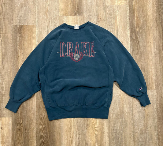 Vintage 90's DRAKE UNIVERSITY Champion Reverse Weave Crewneck Size XXL