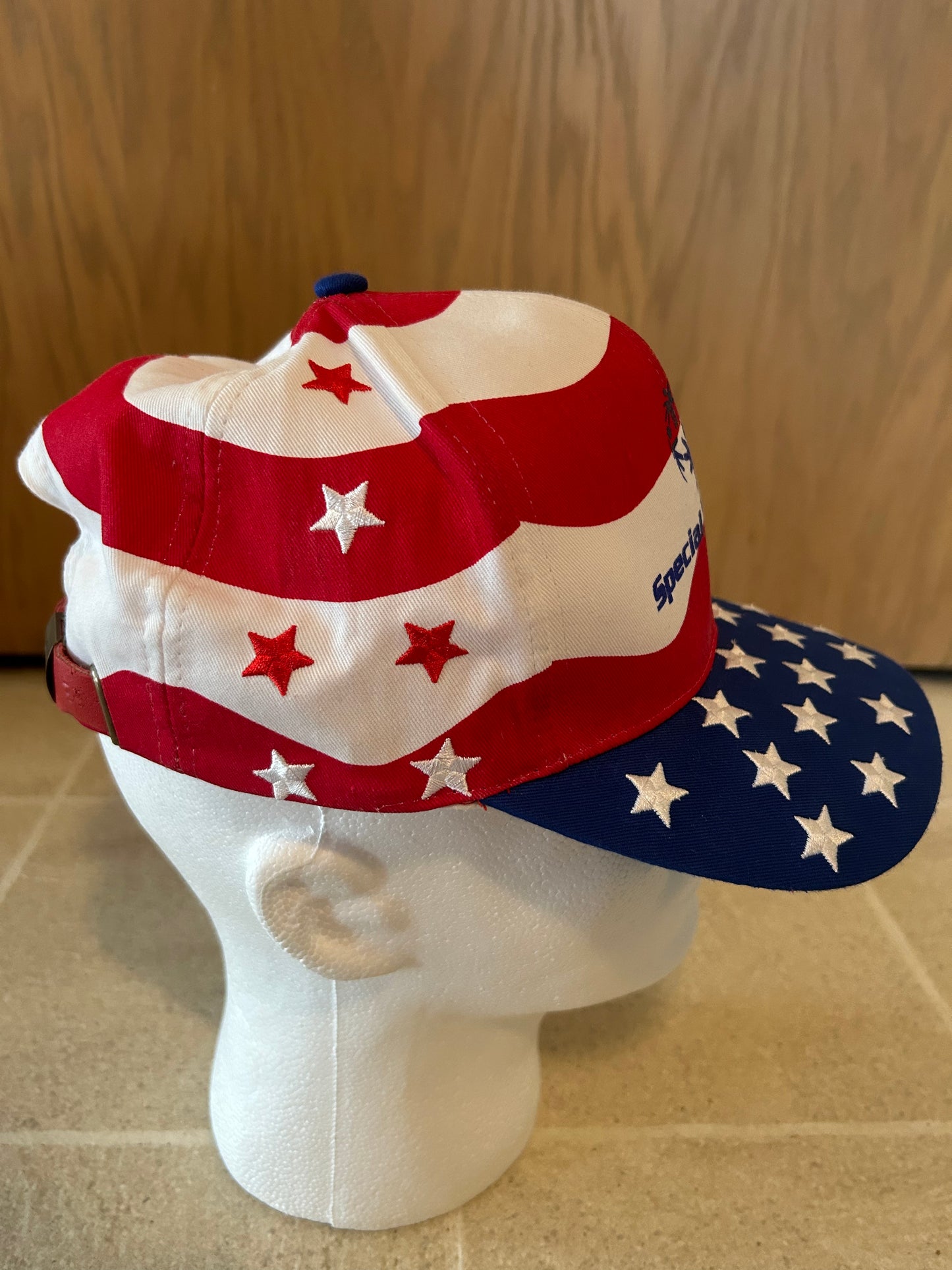 Vintage Rare 90's Special Olympics Stars and Stripes Strap Back Hat