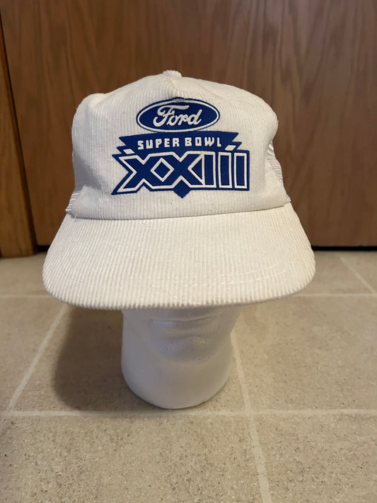 Vintage 1989 NFL Ford SUPER BOWL XXIII Corduroy Adjustable Snapback Trucker Hat