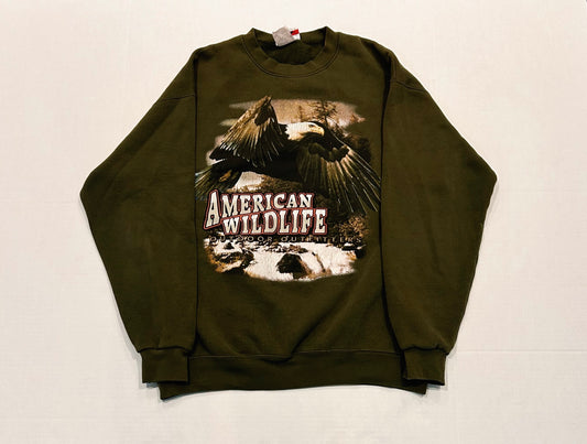 Vintage American Wildlife Outfitters BALD EAGLE IN FOREST AMERICAN WILDLIFE Crewneck Sweatshirt Size L