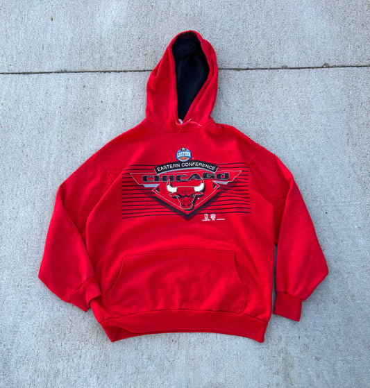 Rare Vintage CHICAGO BULLS NBA Eastern Conference Hoodie Sweatshirt Size XL