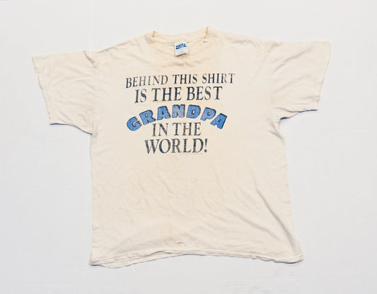 Vintage 90s "BEHIND THIS SHIRT IS THE BEST GRANDPA IN THE WORLD" Tultex Graphic Tee Size L