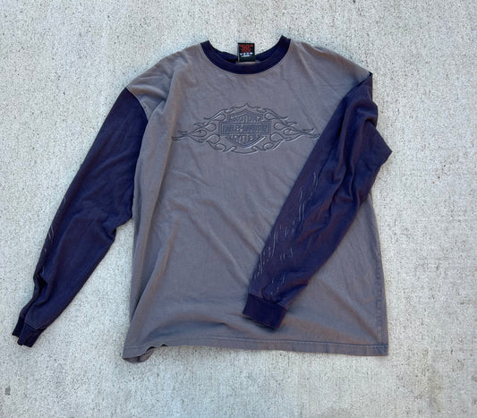 Y2K HARLEY DAVIDSON Flame Sleeves Long Sleeve Shirt Size XL