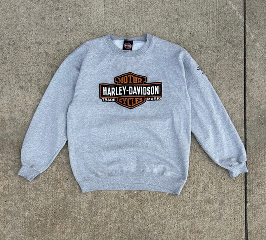 HARLEY DAVIDSON Embroidered Center Logo Crewneck Sweatshirt Size M