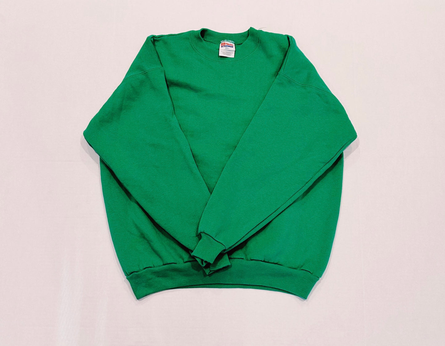 Vintage 90's HANES ACTIVEWEAR Green Blank Crewneck Sweatshirt Size L