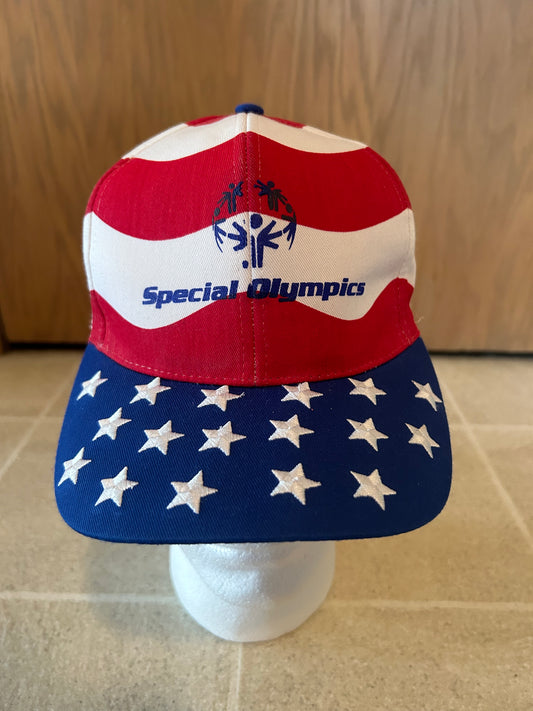 Vintage Rare 90's Special Olympics Stars and Stripes Strap Back Hat