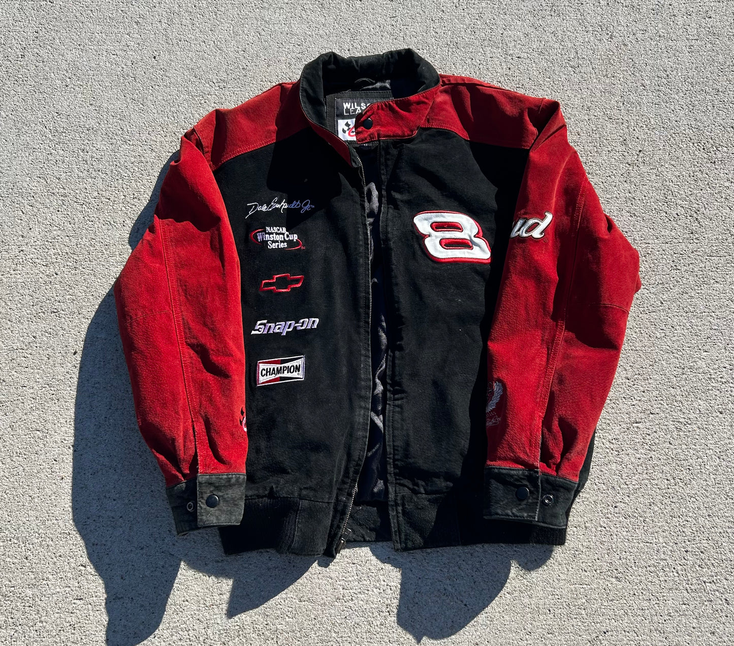 Vintage NASCAR Chase Authentics Dale Earnhardt Jr Suede Leather Bomber Racing Jacket Size M (Fit's Big)