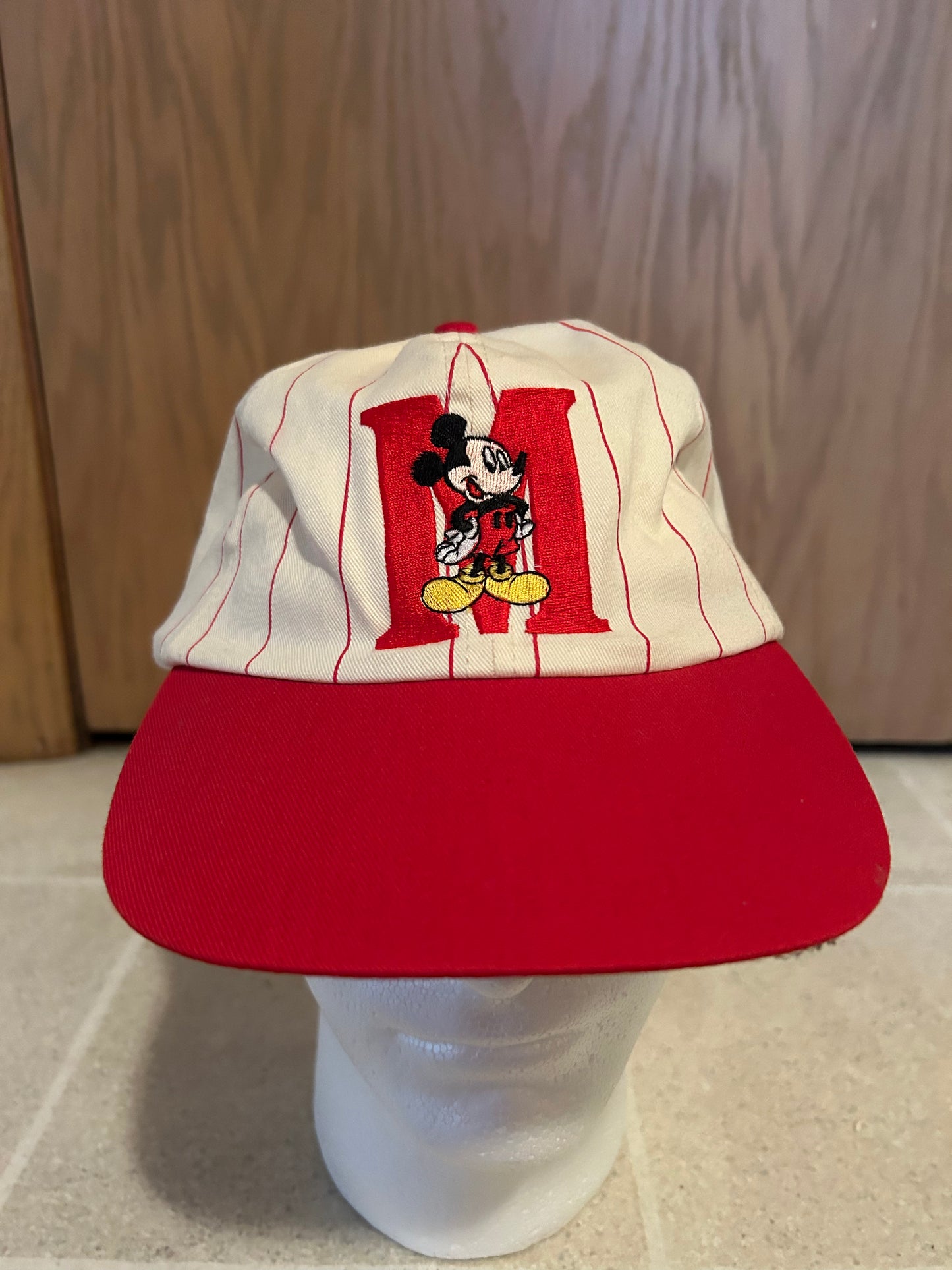 Vintage 90's MICKEY MOUSE Pinstripe Baseball Hat