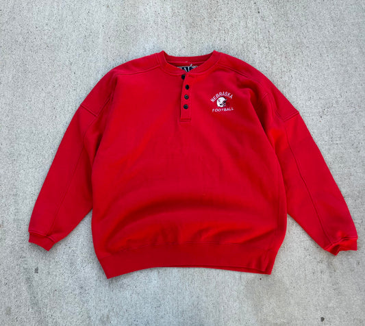 Vintage Galt Sand NEBRASKA CORNHUSKERS Button Heavy Sweatshirt Size XL