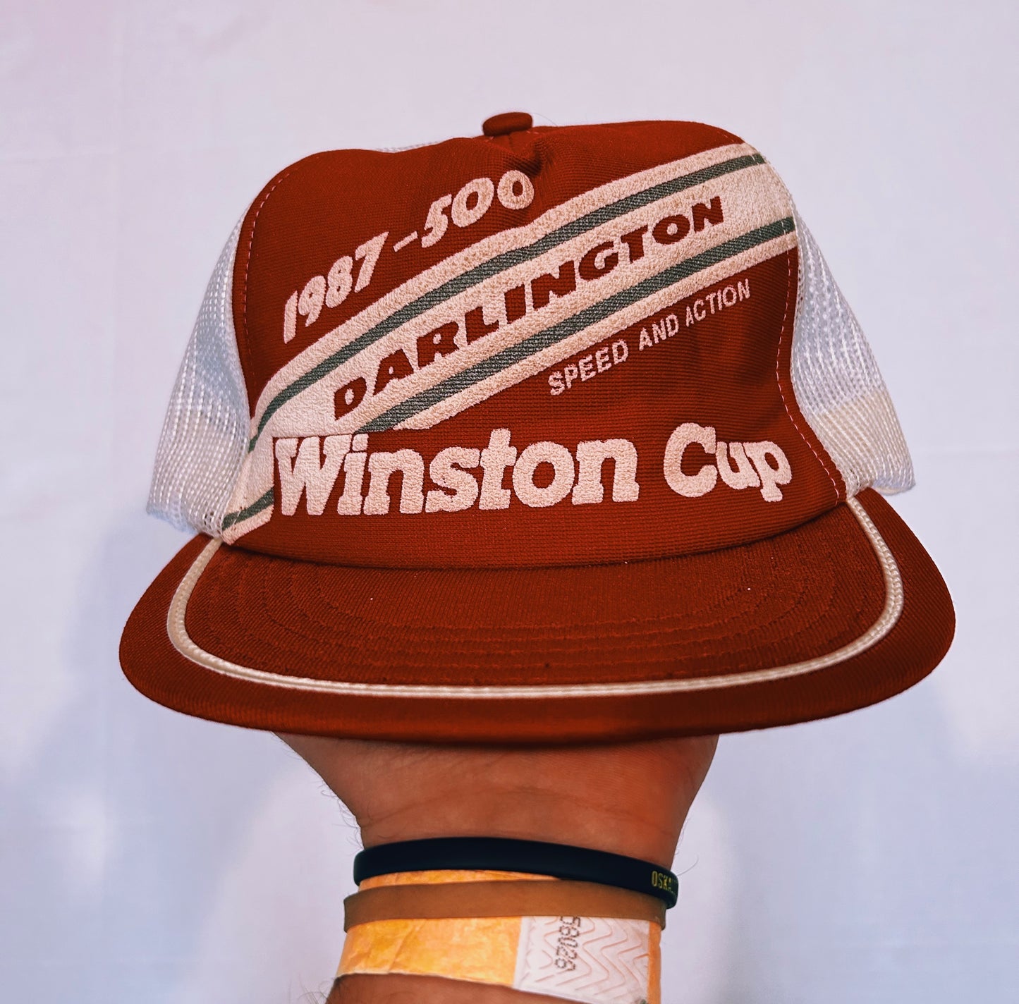 Vintage 1987 NASCAR Darlington Speedway Winston Cup Snapback Trucker Hat