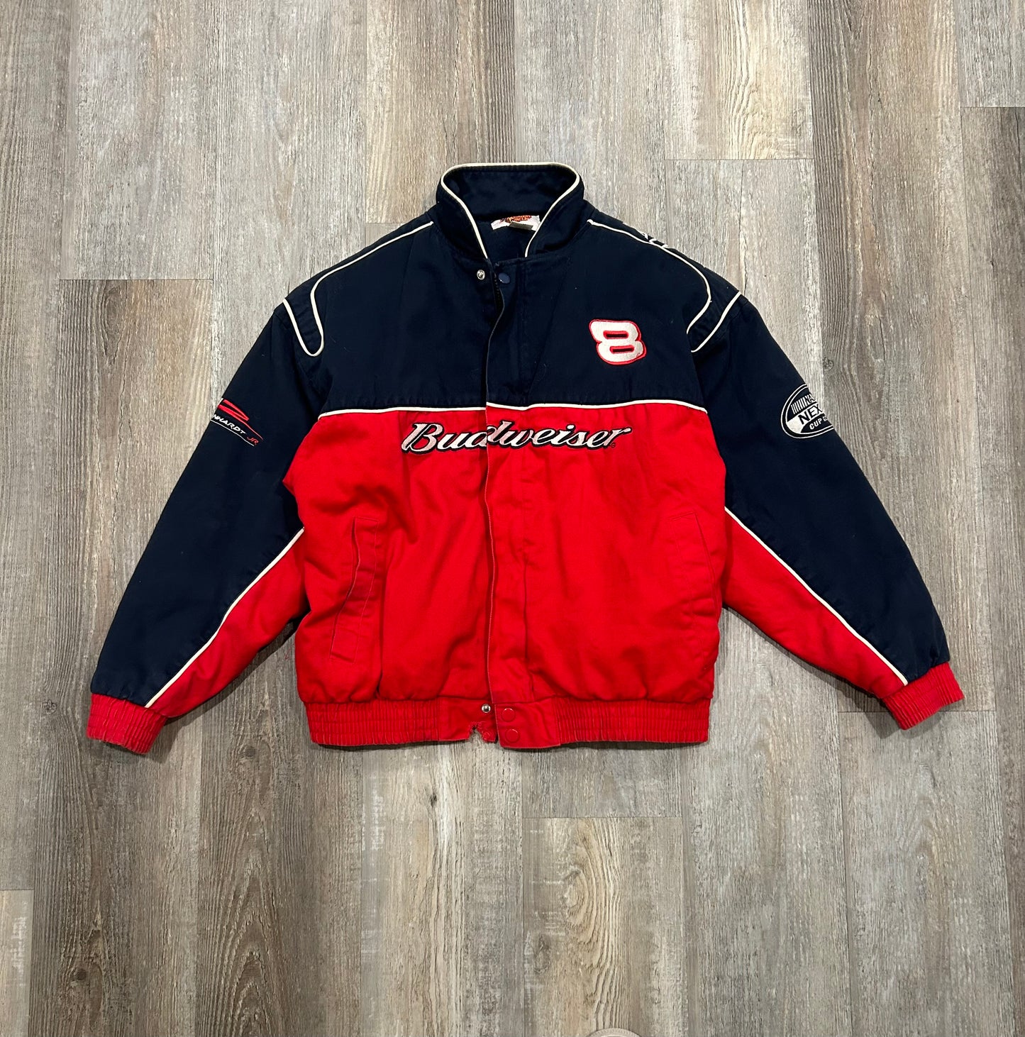 Vintage BUDWEISER Racing Dale Earnhardt Jr. Jacket Size M (Missing Zipper)