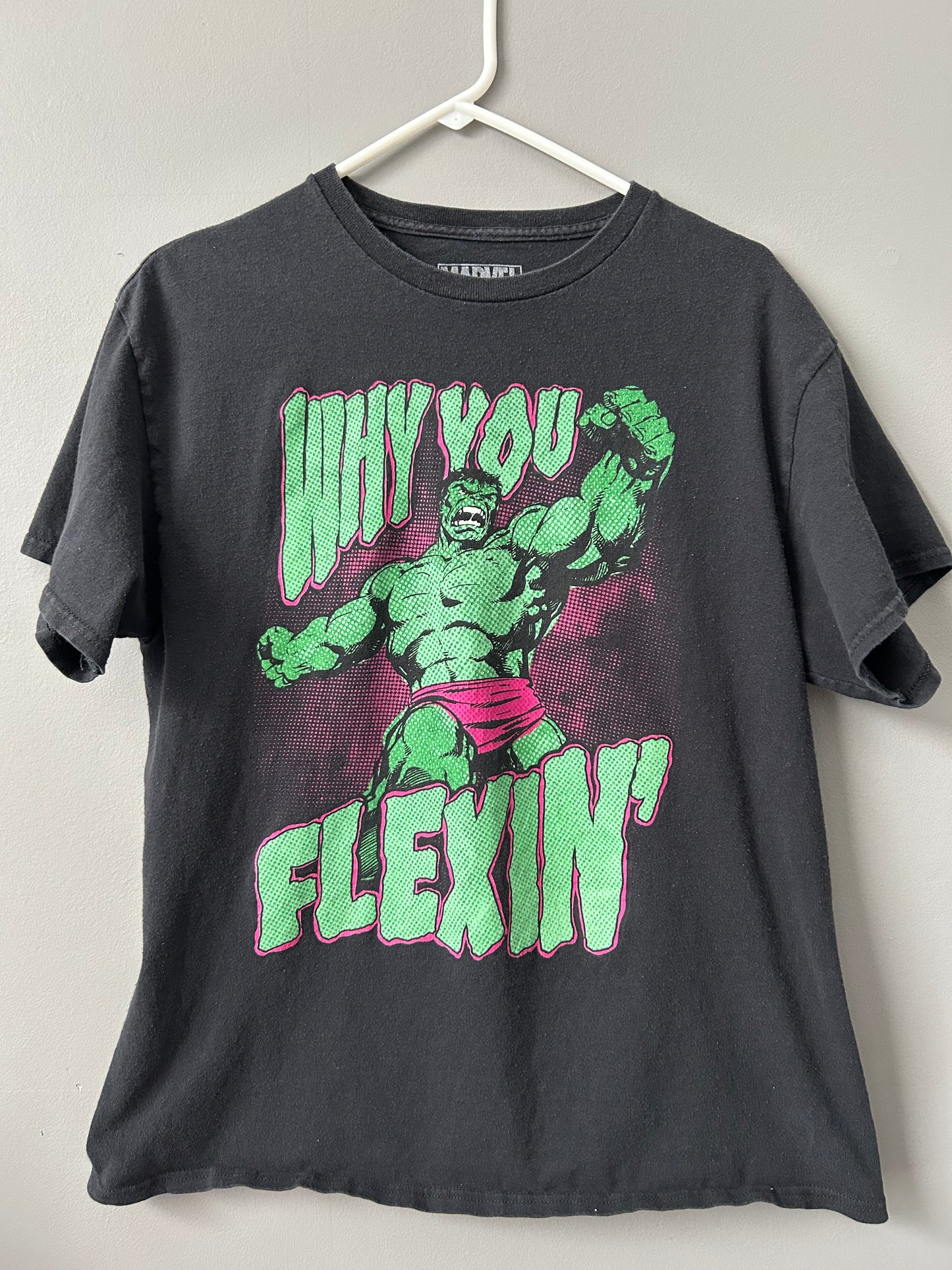 MARVEL Hulk "Why You Flexin" T Shirt Size L